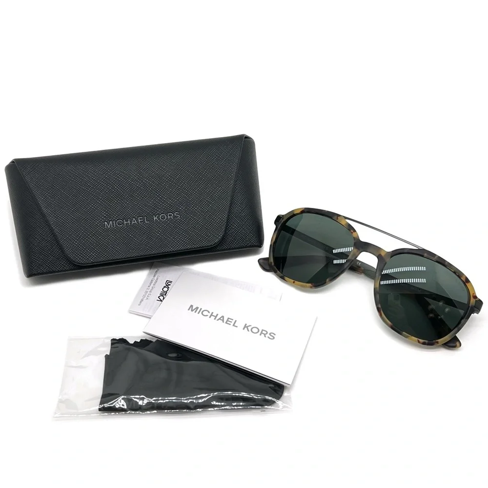 Michael Kors Milo Sunglasses Matte Tortoise Frame Green Lens
